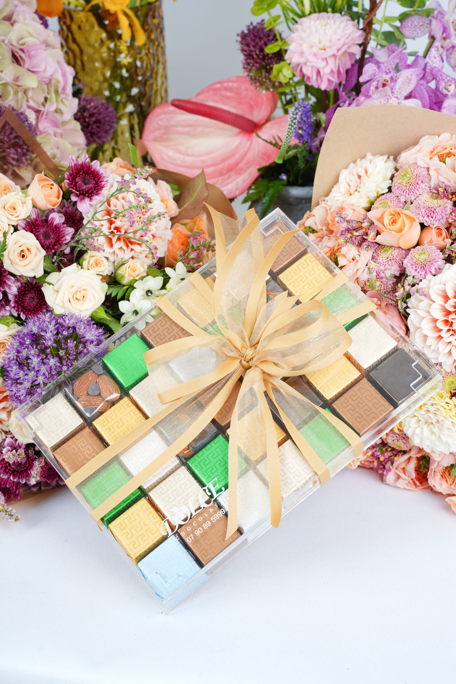 Flowers with chocolate