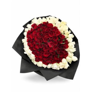 Grand Red & White Rose Bouquet